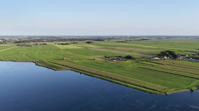 Netherland Benelux Holland Bunschoten and Spakenburg in Utrecht Provence Eem Meer Lake Kanal Village Flat Farm Land Aerial Drone