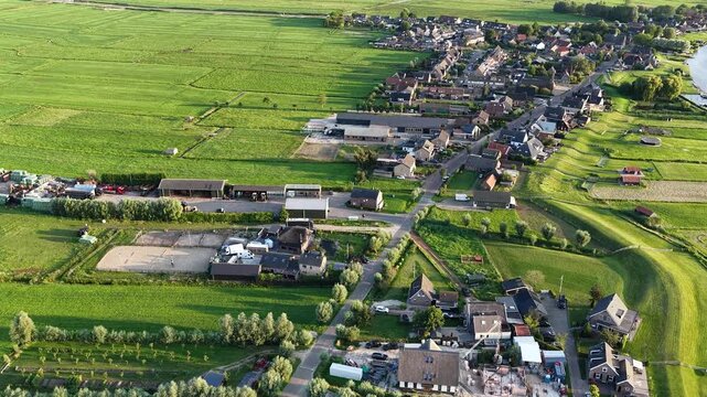 Netherland Benelux Holland Bunschoten and Spakenburg in Utrecht Provence Eem Meer Lake Kanal Village Flat Farm Land Aerial Drone