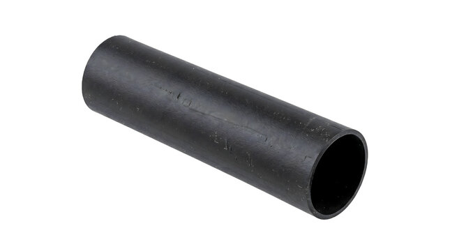 Black hollow tube pipe made of plastic or rubber material for industrial use.