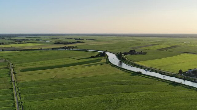 Netherland Benelux Holland Bunschoten and Spakenburg in Utrecht Provence Eem Meer Lake Kanal Village Flat Farm Land Aerial Drone