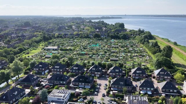 Netherland Holland Benelux Gooimeer Lake Huizen and Blaricum Village Homes Architecture Buildings Aerial Drone