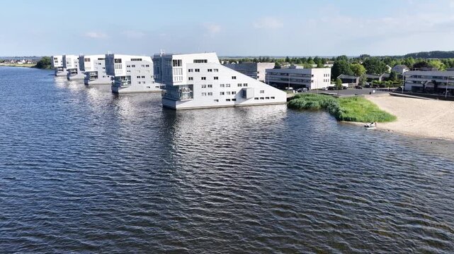 Netherland Holland Benelux Gooimeer Lake Huizen and Blaricum Village Sphinx Architecture Buildings Aerial Drone