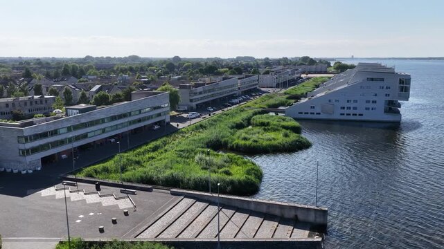 Netherland Holland Benelux Gooimeer Lake Huizen and Blaricum Village Sphinx Architecture Buildings Aerial Drone