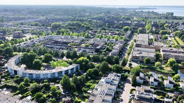 Netherland Holland Benelux Gooimeer Lake Huizen and Blaricum Village Homes Architecture Buildings Aerial Drone