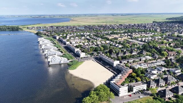 Netherland Holland Benelux Gooimeer Lake Huizen and Blaricum Village Homes Architecture Buildings Aerial Drone