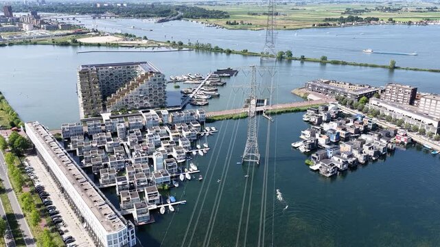 Netherland Holland Benelux Amsterdam Dutch City Ijburg IJ Pampus Ijmeer Lake Rijn Kanal Aerial Drone