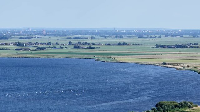 Netherland North Holland Huizen and Almere City Gooimeer Lake Island Recreation Dutch Wetland Aerial Drone 4K