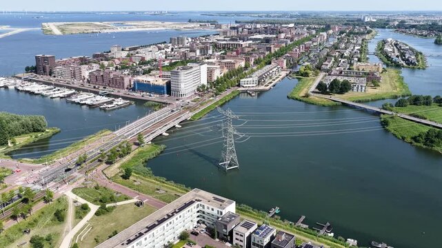Netherland Holland Benelux Amsterdam Dutch City Ijburg IJ Pampus Ijmeer Lake Rijn Kanal Aerial Drone