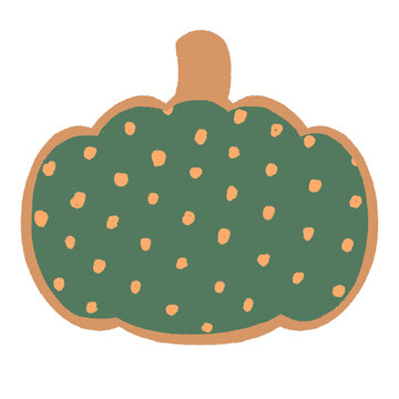 halloween green pumpkin cookie illustration
