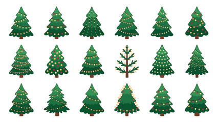 Obraz premium Decorated Pine Trees Pattern Festive Holiday Greenery Vector Illustration