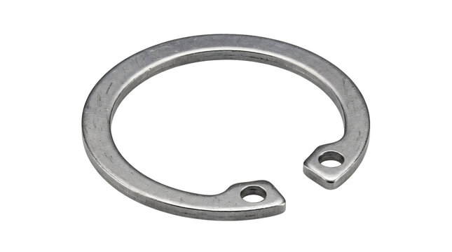 Shiny metallic circlip retaining ring for shaft and bore applications.