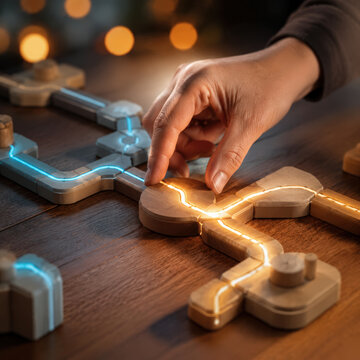 Innovation technology transformation resilience adaptability hand finger human touch wooden