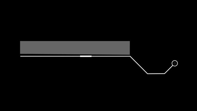 Animated callout lines for text, data. HUD elements on isolated black background.4k video animation