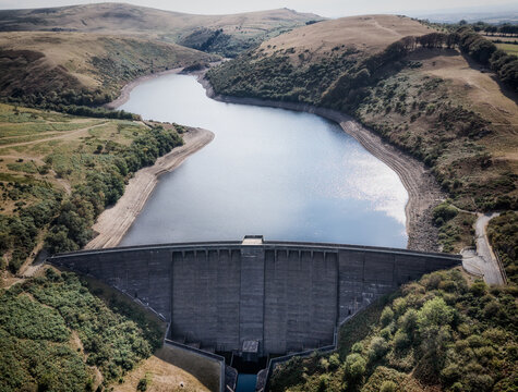 Drone Image Of The Meldon Dam & Reservoir Near Oakhampton On Dartmoor
