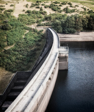 Drone Image Of The Meldon Dam & Reservoir Near Oakhampton On Dartmoor