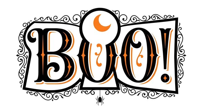 A delightfully spooky and charming halloween typographic design featuring the classic exclamation 'boo ' for festive celebrations and creative projects