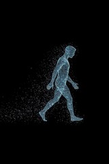 Fototapeta premium Human Evolution and Future Technology Concept with Digital Particle Silhouette, Futuristic Science Background