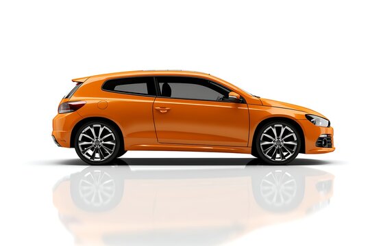 Orange sports coupe isolated on white background