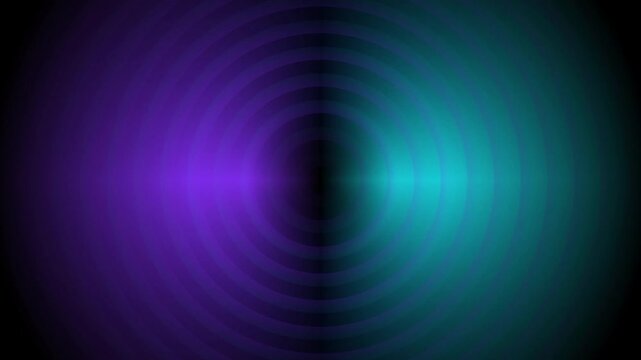 Neon purple and teal concentric circles in dark symmetric quadrants
