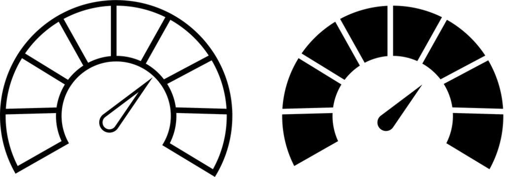 Tachometer icon flat and stroke collection Gauge Chart White Icon Set Design