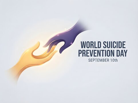 Hands reaching for help with world suicide prevention day awareness ribbon illustration