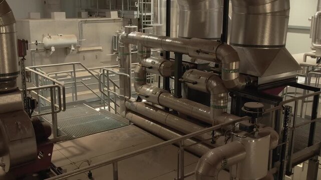 Insulated Steel Pipework Inside Industrial Plant