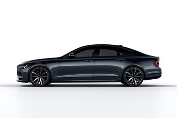 Naklejka premium Modern luxury sedan car, side view, isolated on white background