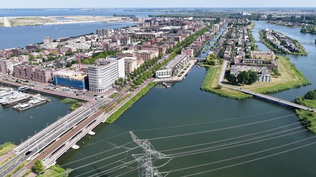 Netherland Holland Benelux Amsterdam Dutch City Ijburg IJ Pampus Ijmeer Lake Rijn Kanal Aerial Drone