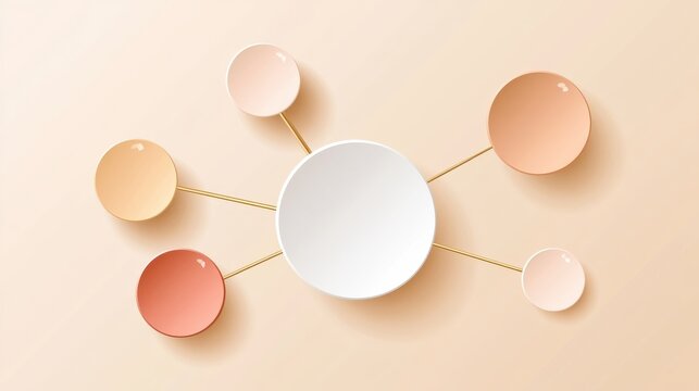 Abstract mind map infographic with central empty node and five connected circles in pastel tones