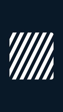 A white monochrome cool-blue diagonal stripe block scrolls diagonal bar patterns continuously flipping the block one hundred eighty degrees every cycle on a deep oceanic slate background
