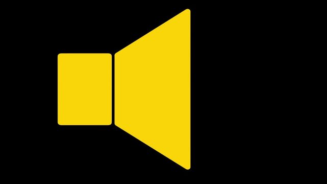 Animated volume icon flickering on black background dynamic sound amplification alert sign graphic loop.