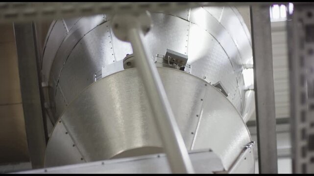 Round Sheet Metal Ventilation Duct Inside Industrial Hall