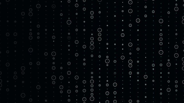 Abstract digital motion background showing flowing circles and particles emerging from dark space screen with tech aesthetic design for futuristic video projects.