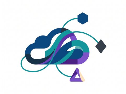 Cloud Computing Data Network Vector Illustration Abstract Tech Storage and Connectivity Icon
