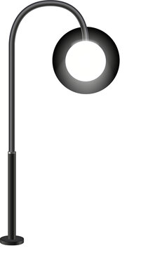 Modern and vintage city street lights row working at night. Urban electrical lightning system