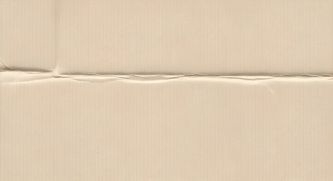 Detailed Texture of Recycled Corrugated Cardboard Sheet Featuring Visible Corrugation Creases and Natural Paper Fibers for Packaging Backgrounds