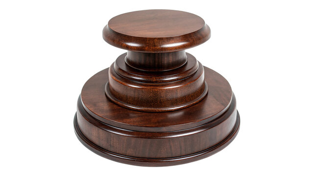 Classic wooden gavel base detail isolated on transparent background