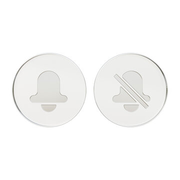 3D Glass Notification Bell Icons Set Mute and Unmute