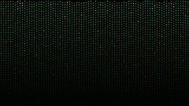 Digital Technology Matrix Background Featuring Falling Binary Code Streams In Green Binary Pattern