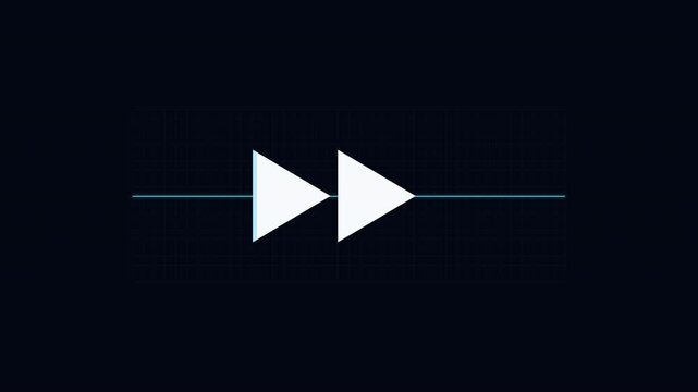 Minimalist Fast Forward Symbol Animation with Digital Grid Background for Modern UI Motion Graphics