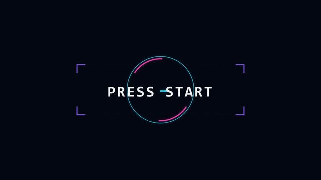 Minimalist HUD Press Start Button Animation with Futuristic Cyberpunk Neon Ring User Interface
