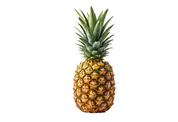 Fototapeta premium Whole fresh pineapple fruit with green leaves on top isolated