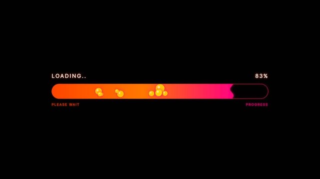 Vibrant orange lava lamp fluid progress bar on black background