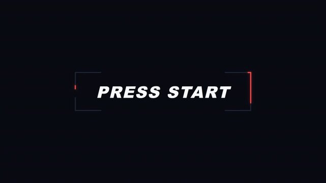 Minimalist Press Start Button Animation Featuring Cyberpunk Style Glowing Frame Graphic Elements