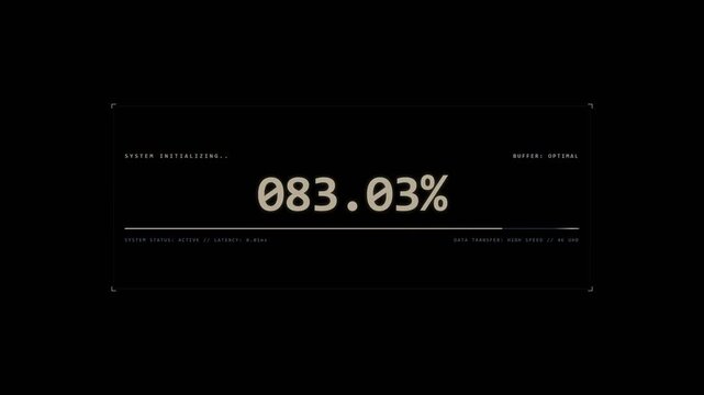 Minimalist digital percentage counter loading on dark screen