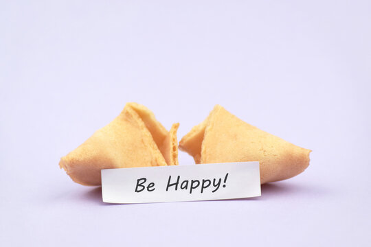 Chinese fortune cookies with text Be Happy inside