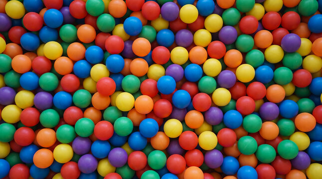 Multicolored plastic balls filling a play pool pit background with colorful playroom children multicolored activity entertainment recreation preschool