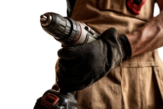 Construction worker holding a cordless drill