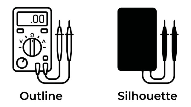 Digital Multimeter: Outline and Silhouette Comparison of an Electrical Measuring Device