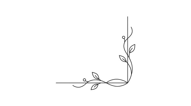 Elegant corner flourish with delicate leaves and swirling vine elements.